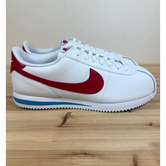 Nike Cortez Leather sneaker Forrest Gump Mens 10.5 White Varsity Red DM4044-108 - Picture 1 of 10